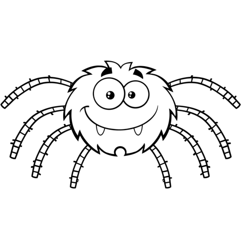 Funny Cartoon Spider Coloring Page